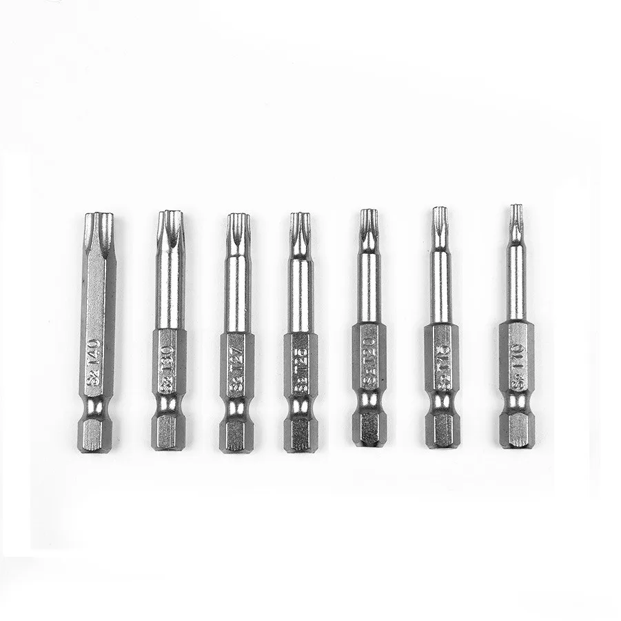 7Pcs 50mm/set Star Bit Screwdriver Drill Bits Screw Driver 1/4" Hex Shank Five-Point Magnetic Torx Screwdriver Bits T10-T40 Tool
7Pcs 50mm/set Star Bit Screwdriver Drill Bits Screw Driver 1/4" Hex Shank Five-Point Magnetic Torx Screwdriver Bits T10-T40 Tool