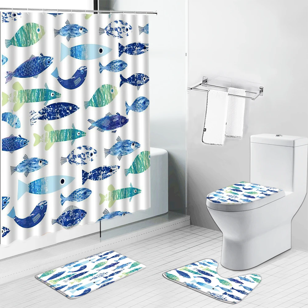 Cartoon Fishs Ocean Animals Shower Curtains Set Child Baby Bathroom Decor Screens Non-Slip Mat Toilet Seat Cover Pedestal Rug 
Cartoon Fishs Ocean Animals Shower Curtains Set Child Baby Bathroom Decor Screens Non-Slip Mat Toilet Seat Cover Pedestal Rug