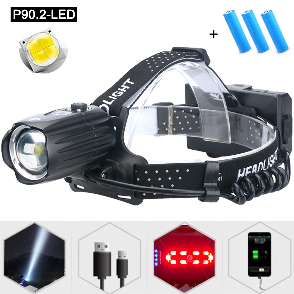 XHP90 Most Powerful Led Headlamp XHP90 High Power Led Headlight 18650 Rechargeable Head flashlight Usb Fishing Head Lamp
XHP90 Most Powerful Led Headlamp XHP90 High Power Led Headlight 18650 Rechargeable Head flashlight Usb Fishing Head Lamp