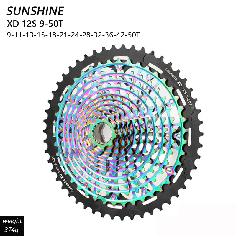 SUNSHINE COLOR CNC MTB Bike 12 Speed 9-50T Bicycle Cassette Gravel Bike Ultralight Freewheel 24S Flywheel Sprocket
SUNSHINE COLOR CNC MTB Bike 12 Speed 9-50T Bicycle Cassette Gravel Bike Ultralight Freewheel 24S Flywheel Sprocket