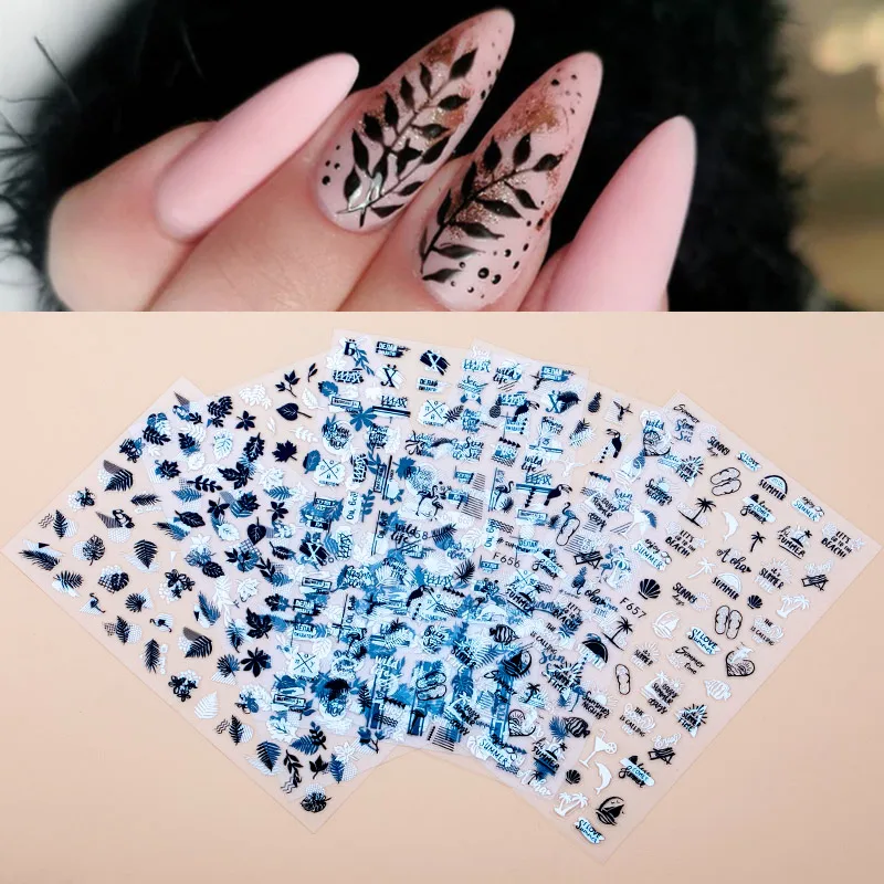 3D Nail Sticker Laser Black And White Letter Maple Leaf Flamingo Nail Art manicure Decoration Stickers For Nails
3D Nail Sticker Laser Black And White Letter Maple Leaf Flamingo Nail Art manicure Decoration Stickers For Nails