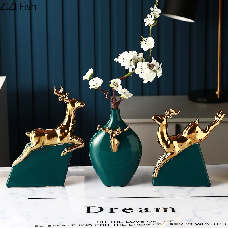 European Simple Golden Ceramic Deer Ornaments Art Office Luxury Home Decoration Living Room Wine Cabinet Family Vase Decoration 
European Simple Golden Ceramic Deer Ornaments Art Office Luxury Home Decoration Living Room Wine Cabinet Family Vase Decoration