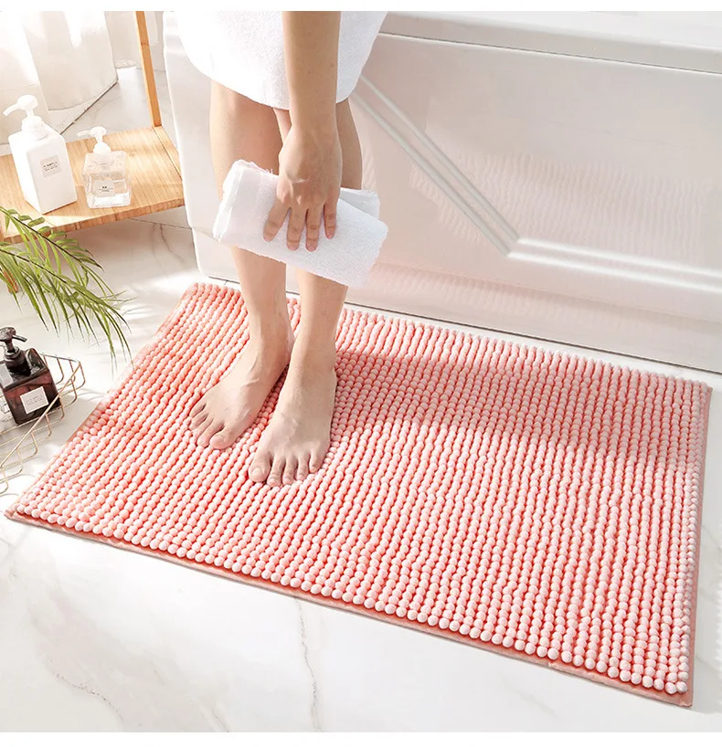 

Inyahome Bath Carpet Mat Chenille Kichen Floor Mats Bathroom Water Absorption PlushEntrance Doormat Non-slip Toilet Area Rug