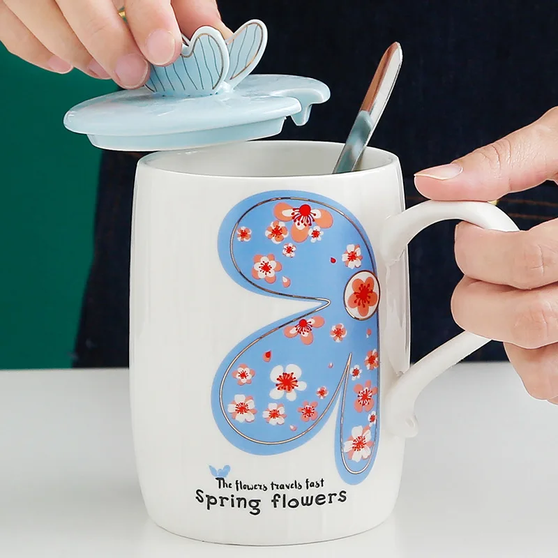 460ml Creative Embossed Butterfly Ceramic Cup 3D Lid Light Luxury Coffee Mug Ladies Home Milk Tea Cup with Handle Spoon
460ml Creative Embossed Butterfly Ceramic Cup 3D Lid Light Luxury Coffee Mug Ladies Home Milk Tea Cup with Handle Spoon