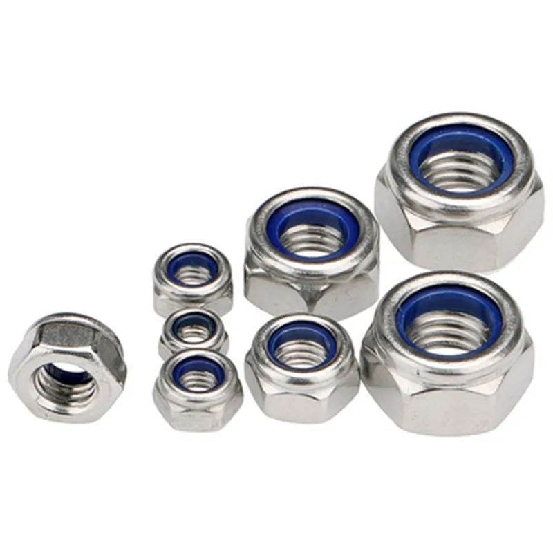 

2/5/10/25pc M2 M2.5 M3 M3.5 M4 M5 M6 M8 M10 M12 M14 M16 304 Stainless Steel Black Hex Nylon Insert Lock Nut Self-locking Locknut