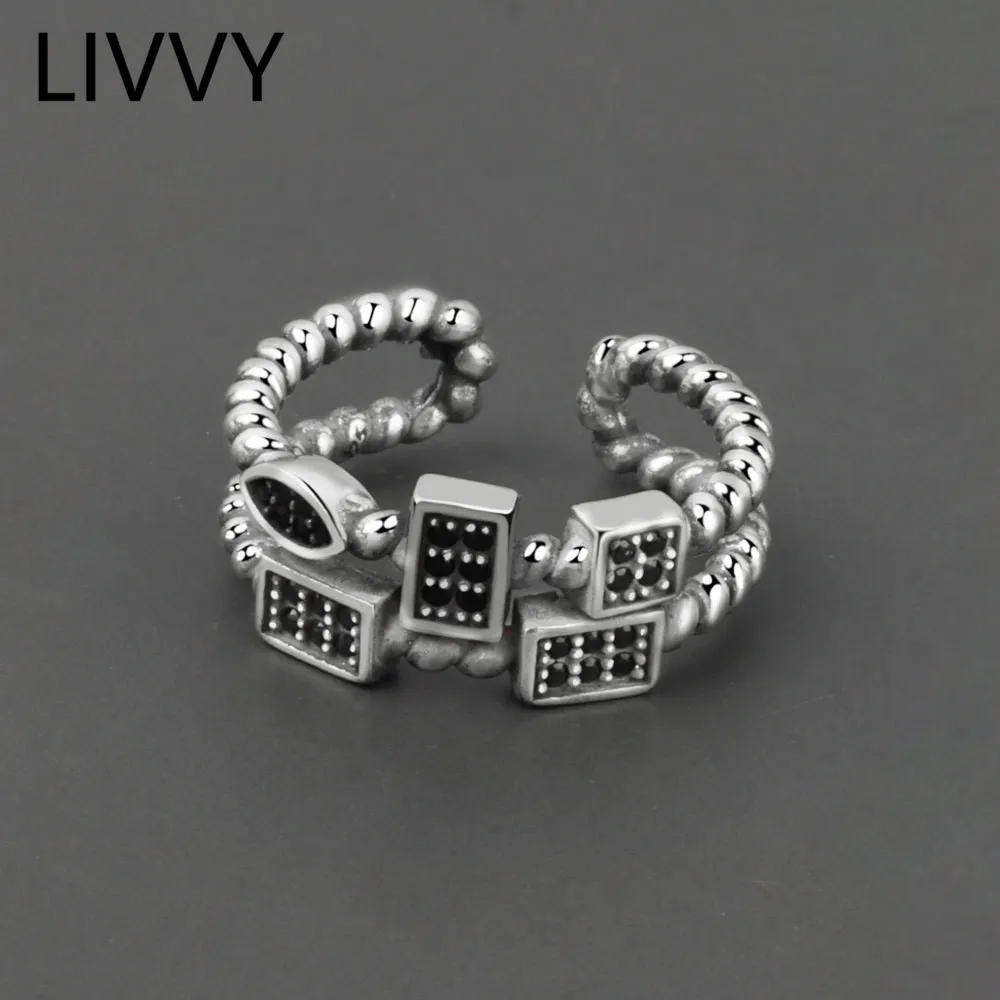 LIVVY Hot Popular Thai Silver Color Double Layer Twist Geometry Square OpenRings Fashion Trend Retro Handmade Couple Jewelry
LIVVY Hot Popular Thai Silver Color Double Layer Twist Geometry Square OpenRings Fashion Trend Retro Handmade Couple Jewelry