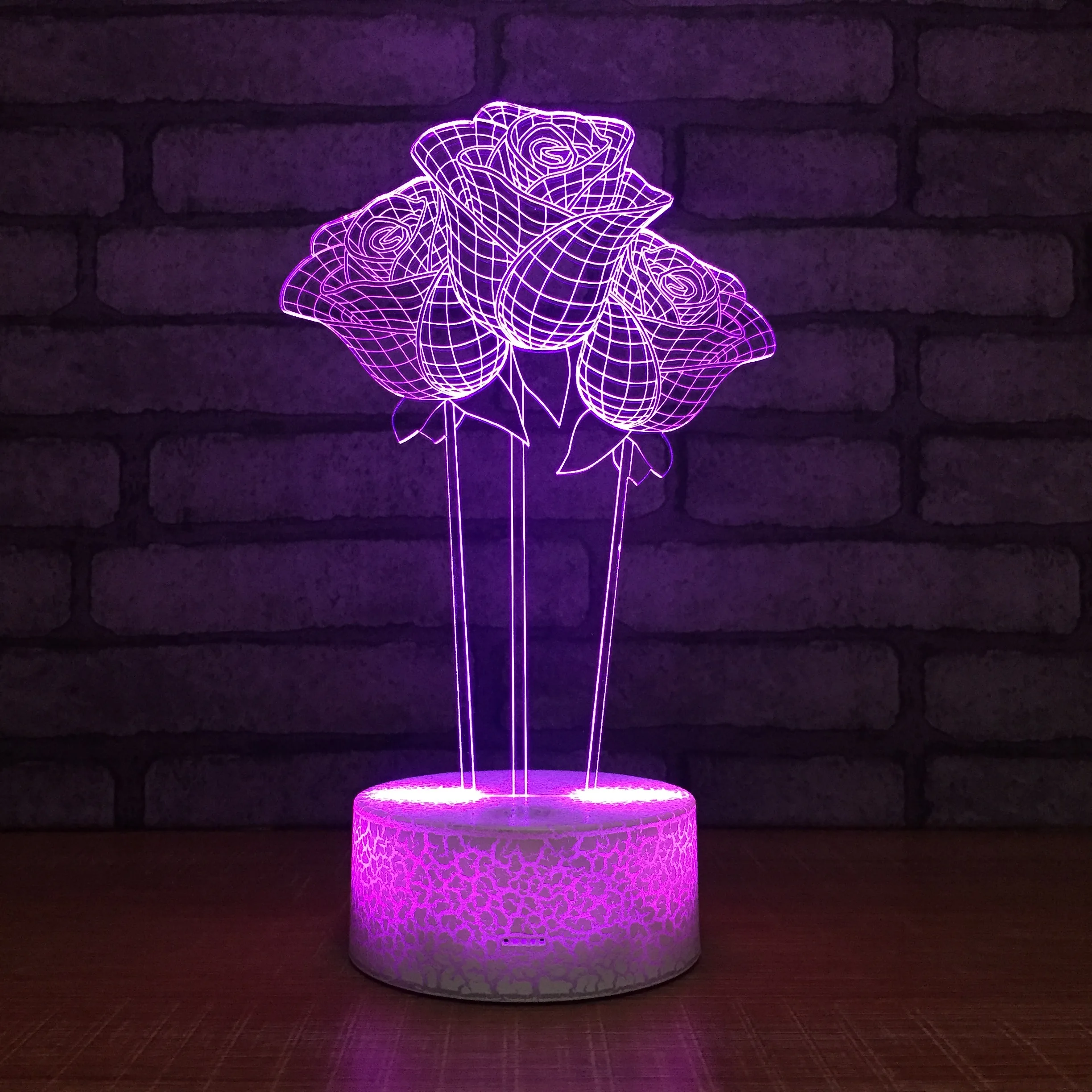 Романтический Красочные розы USB светодиодный 3d Ночной светильник дистанционного
