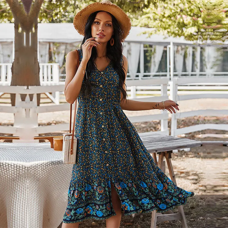 Spring New Print Tank Dress Women 2021 Casual V Neck Summer Spaghetti Strap Dress Ladies Long High Wasit A Line Floral Dresses
Spring New Print Tank Dress Women 2021 Casual V Neck Summer Spaghetti Strap Dress Ladies Long High Wasit A Line Floral Dresses