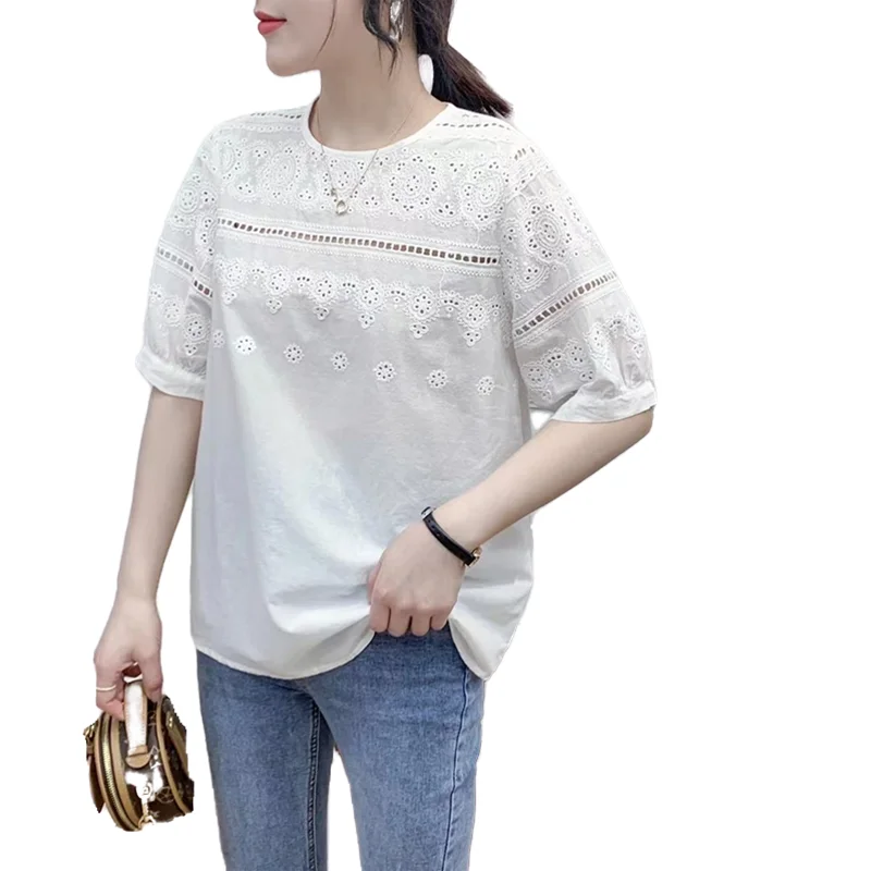 Lamtrip Korean Chic Gothic Embroidery Hollow Out Short Puff Sleeve Cotton Tee White Retro T-Shirt Women 2021 Summer
Lamtrip Korean Chic Gothic Embroidery Hollow Out Short Puff Sleeve Cotton Tee White Retro T-Shirt Women 2021 Summer