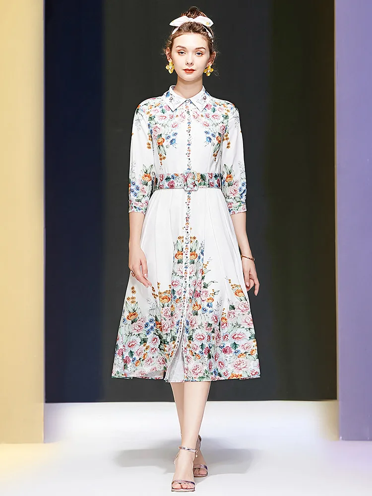 2021 Fall Collar Three-quarter Half Sleeve Fashion Print Mid-length Commuter Dress for Women
2021 Fall Collar Three-quarter Half Sleeve Fashion Print Mid-length Commuter Dress for Women