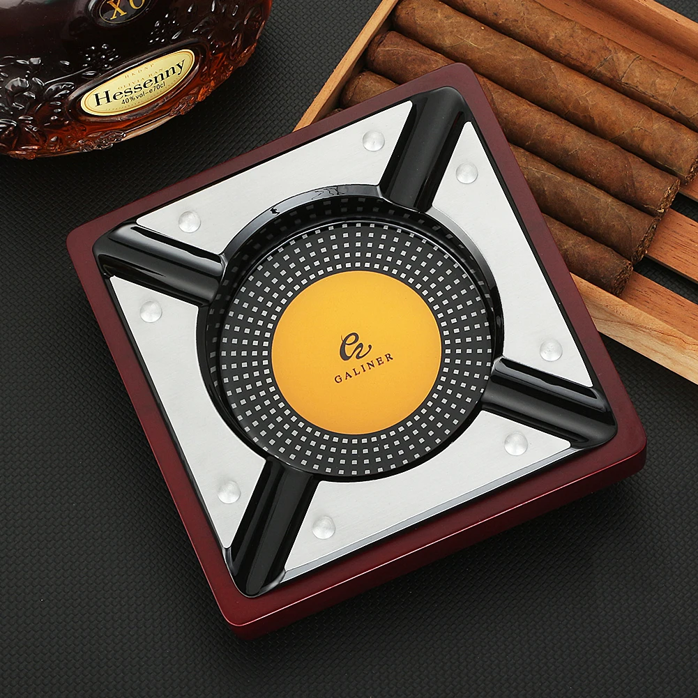 

GALINER Cigar Ashtray Puro Rest Stand Tobacco Holder Red Wood Smoking Accessories Gadgets For Men Portable Home Ashtray Charuto