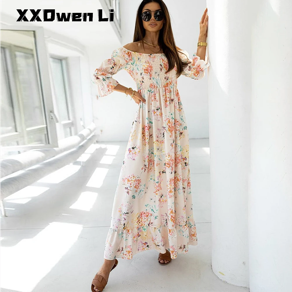 Autumn Elegant Flower Print Maxi Dress For Women Long Sleeve Sexy Off Shoulder Long Dresses 2021 Backless Ruffles Party Dress
Autumn Elegant Flower Print Maxi Dress For Women Long Sleeve Sexy Off Shoulder Long Dresses 2021 Backless Ruffles Party Dress