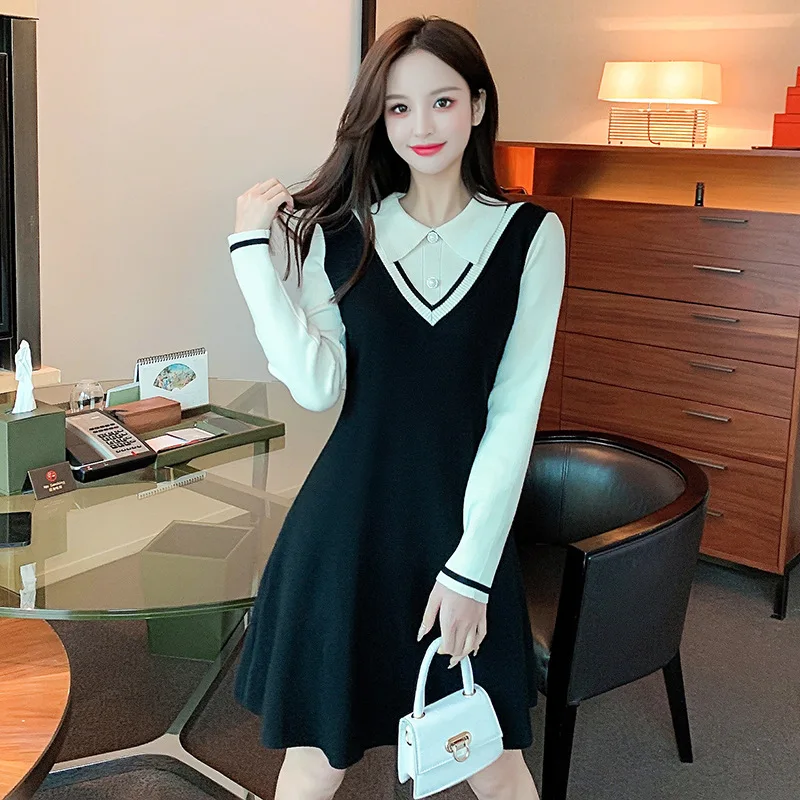Knitting Dresses For Women 2021 Autumn Fashion A-Line Patchwork Long Sleeve College Fall Winter Party Elegant Mini Robe Femme
Knitting Dresses For Women 2021 Autumn Fashion A-Line Patchwork Long Sleeve College Fall Winter Party Elegant Mini Robe Femme