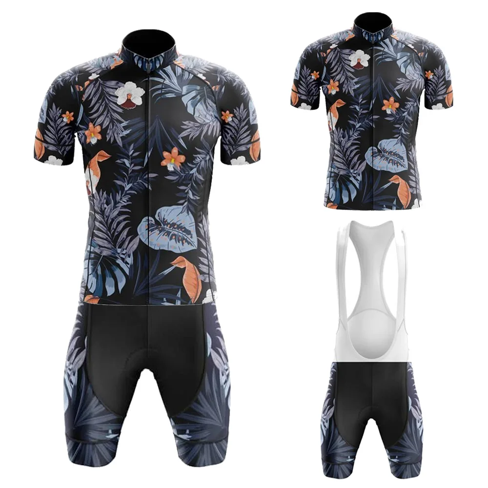 

Tropical Rainforest Style Summer Cycling Jersey Set Ciclismo Masculino Bib Short Gel Breathable Pad Maillot Ciclismo Hombre