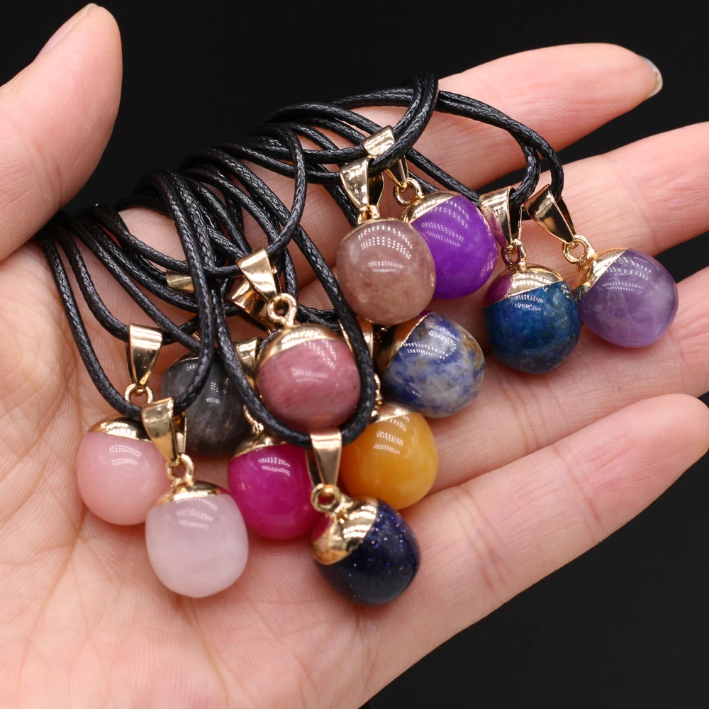 Natural Stone Necklaces Multicolor Ball Shape Amethyst Quartz Agates Pendants Necklaces For Women Party Wedding Jewelry Gift
Natural Stone Necklaces Multicolor Ball Shape Amethyst Quartz Agates Pendants Necklaces For Women Party Wedding Jewelry Gift