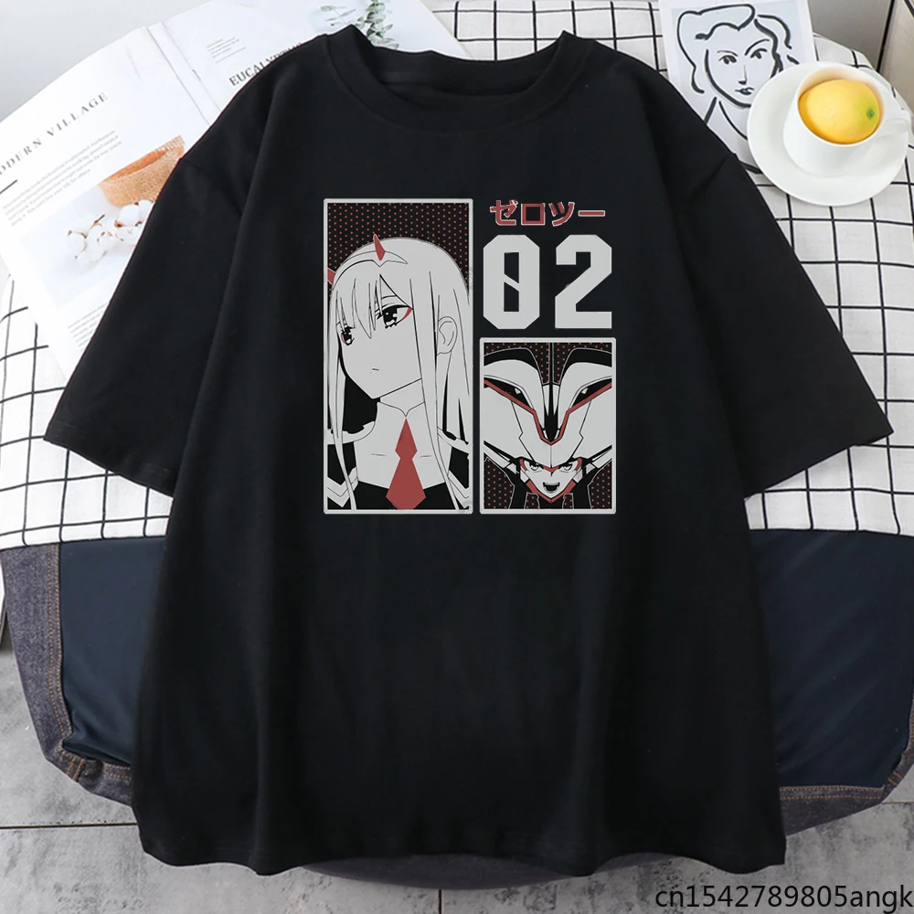 Футболка женская с коротким рукавом, свободный черный топ с аниме принтом Zero Two, в стиле Харадзюку, на лето
Футболка женская с коротким рукавом, свободный черный топ с аниме принтом Zero Two, в стиле Харадзюку, на лето