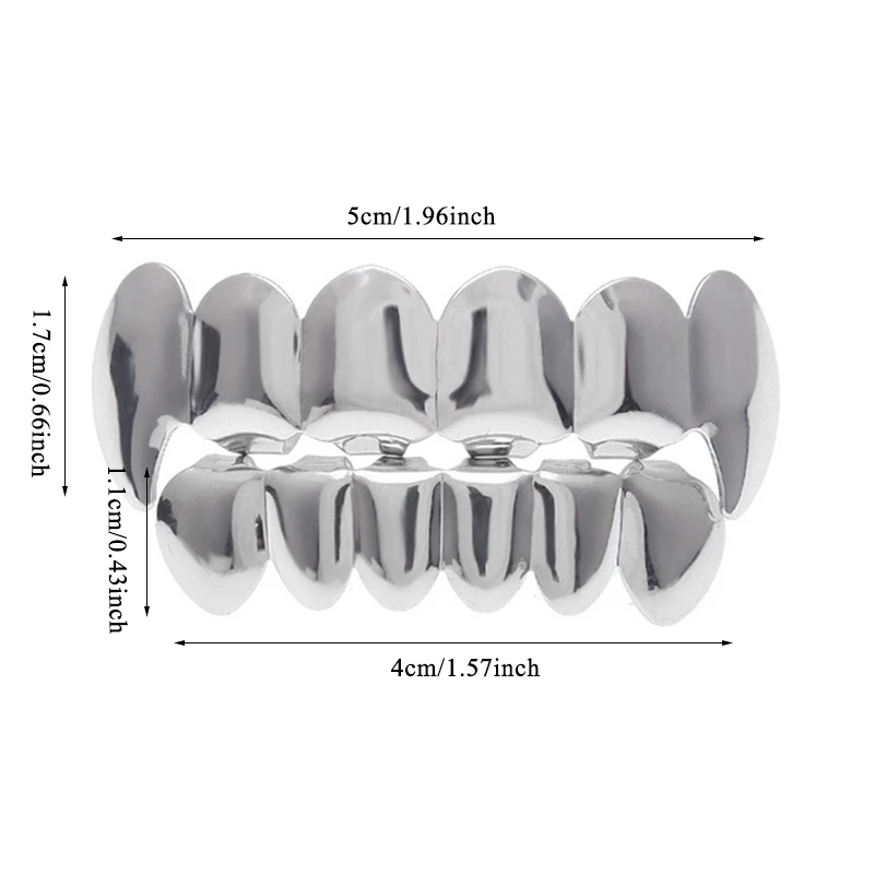 

Punk Vampire Fangs Teeth Caps Cosplay Party Rapper Jewelry Hip Hop Gold Teeth Grillz Set Top Bottom Tooth Grills Dental Mouth
