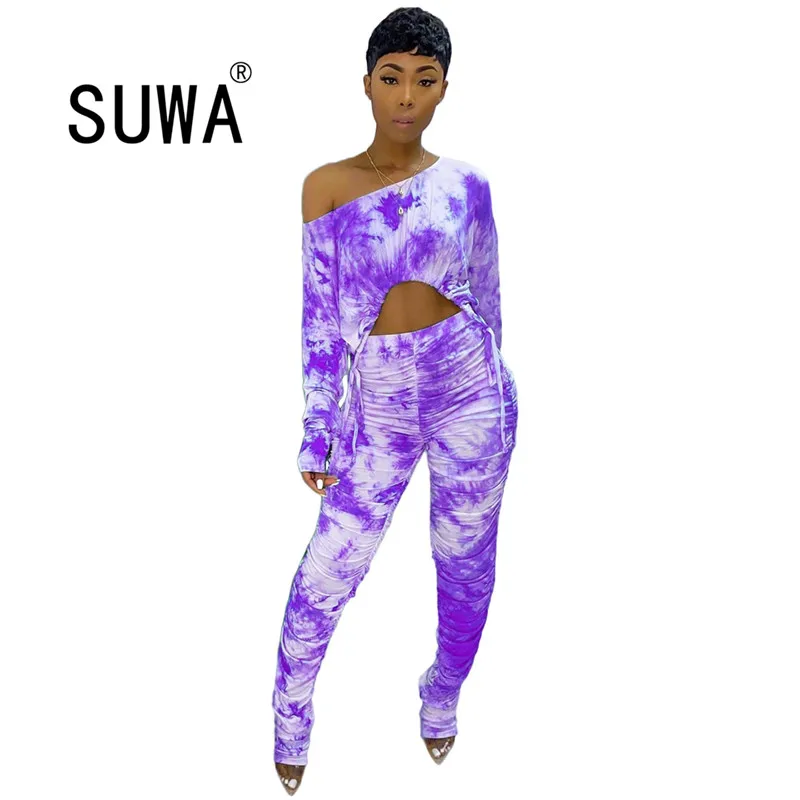 Tie dye women two piece tracksuit set long sleeve loose t-shirt top + high waist pants sweatpants street lounge home wear
Tie dye women two piece tracksuit set long sleeve loose t-shirt top + high waist pants sweatpants street lounge home wear