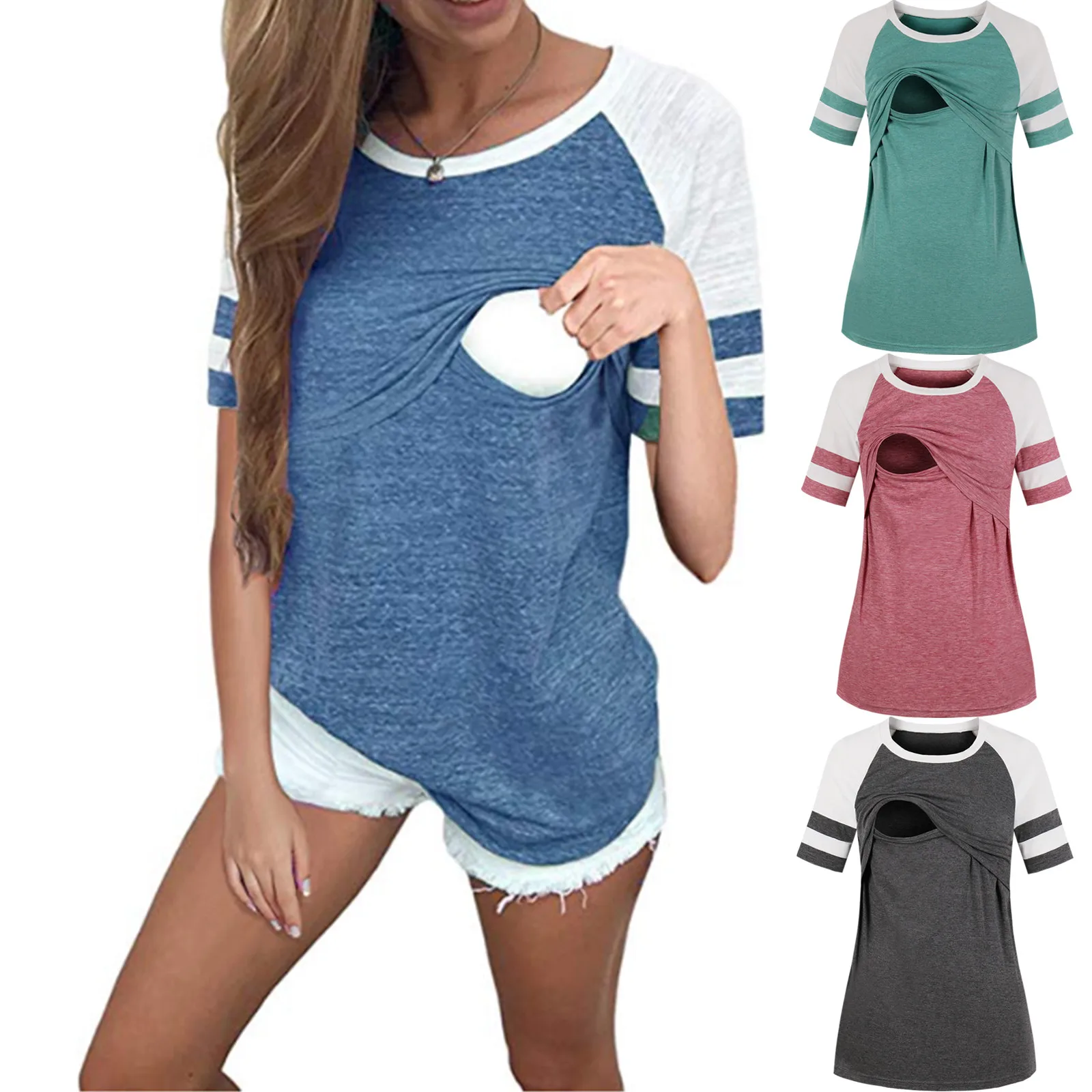 Summer Clothes For Pregnant Women Maternity Clothes For Breastfeeding Short Sleeve Top Lactation T-shirt футболка для беременных 
Summer Clothes For Pregnant Women Maternity Clothes For Breastfeeding Short Sleeve Top Lactation T-shirt футболка для беременных