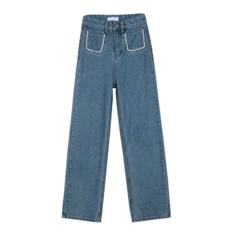 Women Blue Jeans Pants Loose Pearl Beaded Jeans Summer Spring ladies High Waist Zipper Fly Long Denim Casual Jeans Y720
Women Blue Jeans Pants Loose Pearl Beaded Jeans Summer Spring ladies High Waist Zipper Fly Long Denim Casual Jeans Y720