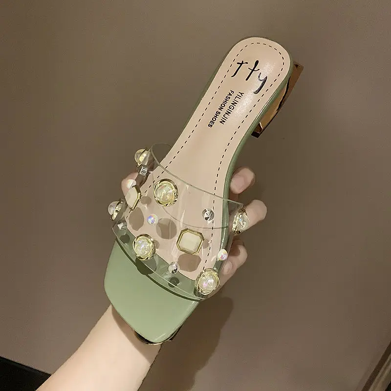 Rhinestone Slippers for Women Summer Wear 2021 New Fashionable Chunky Heel High Heel Sandals Slippers
Rhinestone Slippers for Women Summer Wear 2021 New Fashionable Chunky Heel High Heel Sandals Slippers