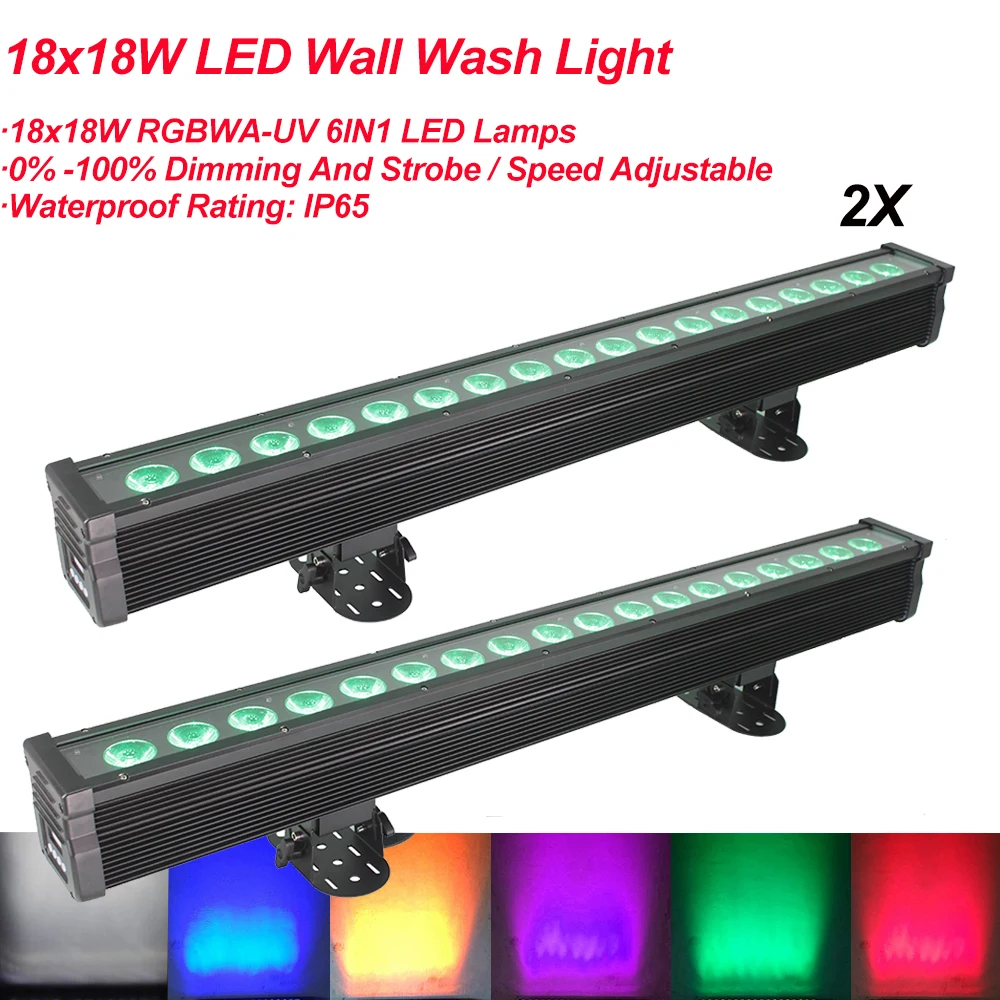 

2 шт./лот LED Wash Wall 18x18 Вт RGBW-UV 6 в 1 сценическое освещение для внутреннего и наружного Управления DMX512 декоративный эффект диско DJ оборудование