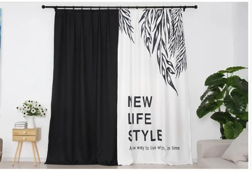 Personalized custom curtains simple modern style black and white leaf red living room bedroom shading
Personalized custom curtains simple modern style black and white leaf red living room bedroom shading