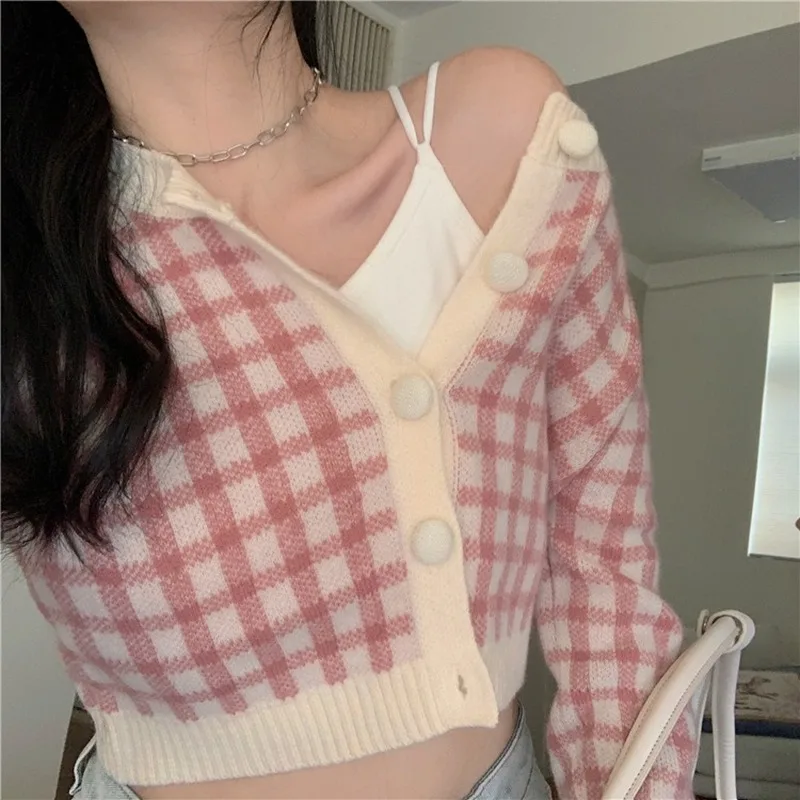 Plaid Sweaters Women Short Slim Korean Ins New Fashion Autumn Winter Cardigans Sweet 2021 Chaqueta Mujer 2021
Plaid Sweaters Women Short Slim Korean Ins New Fashion Autumn Winter Cardigans Sweet 2021 Chaqueta Mujer 2021