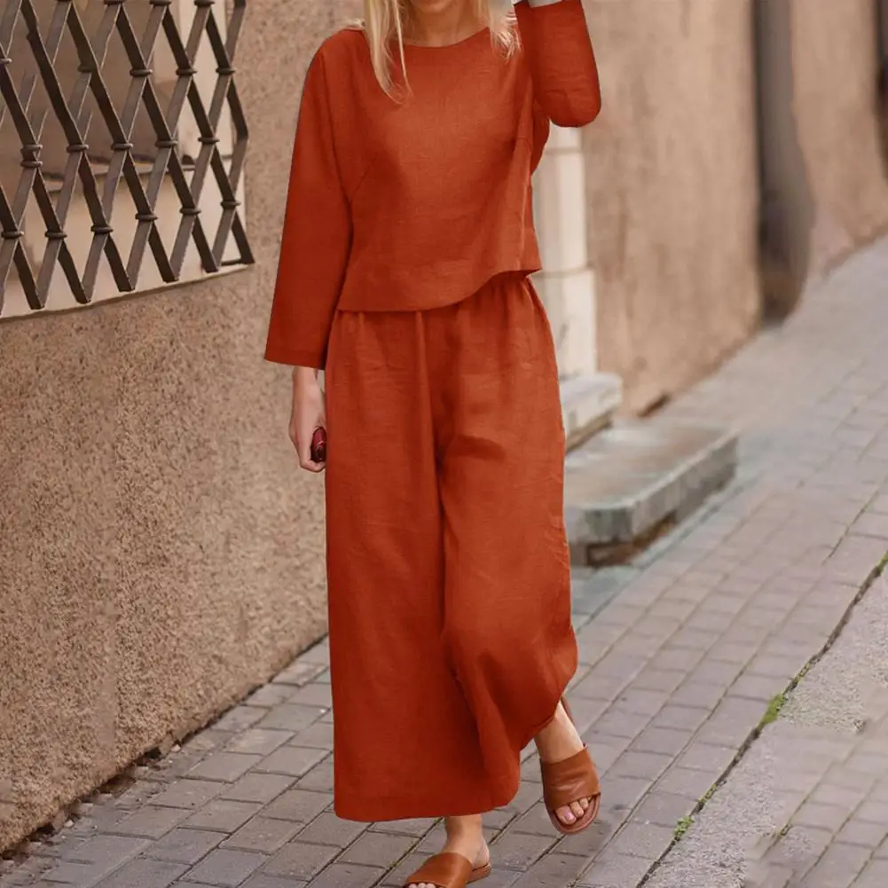 Autumn Office Lady Elegant Long Sleeve Outfit Loose Suit Cotton Linen Two Piece Set Elastic Waist Tops + Wide Leg Pants Suits
Autumn Office Lady Elegant Long Sleeve Outfit Loose Suit Cotton Linen Two Piece Set Elastic Waist Tops + Wide Leg Pants Suits