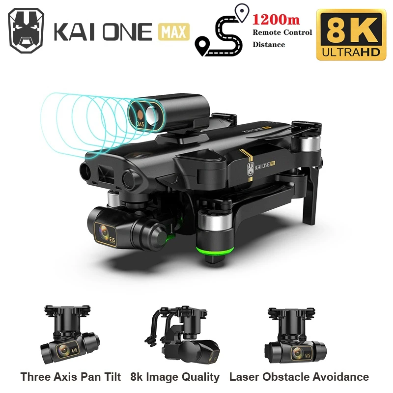 KAI ONE Pro/Max GPS Drone 6K 8K HD Dual Camera Three-axis gimbal Brushless Motor With 5G Wifi Rc Quadcopter Distance 1.2km Gifts
KAI ONE Pro/Max GPS Drone 6K 8K HD Dual Camera Three-axis gimbal Brushless Motor With 5G Wifi Rc Quadcopter Distance 1.2km Gifts