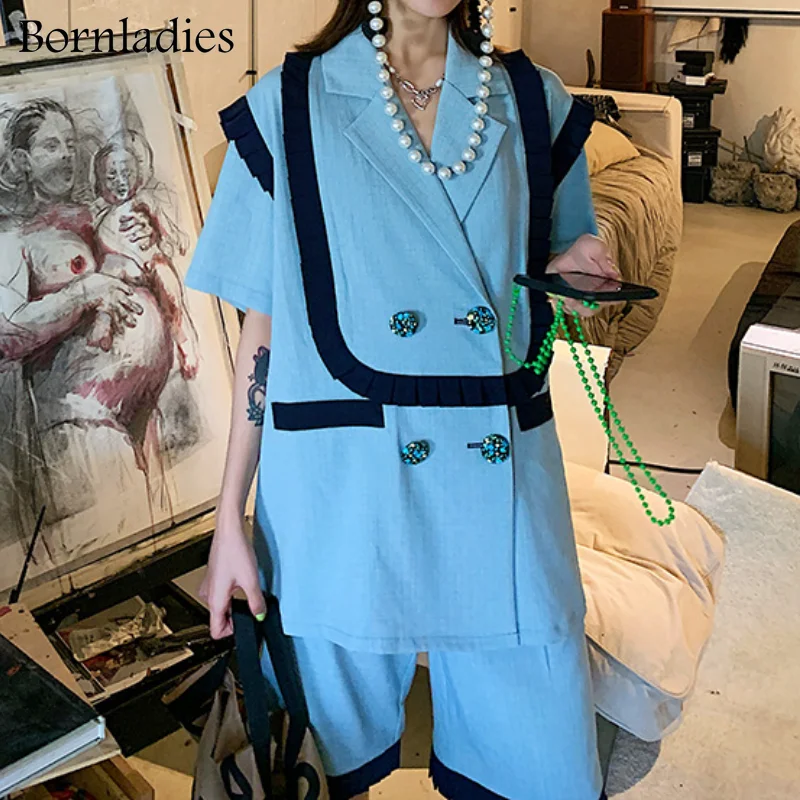 Bornladies Women Retro Loose Blazer Sets Double-breasted Jacket & Pencil Shorts 2 Pieces Sets Female Office Ladies Blazer Suits
Bornladies Women Retro Loose Blazer Sets Double-breasted Jacket & Pencil Shorts 2 Pieces Sets Female Office Ladies Blazer Suits