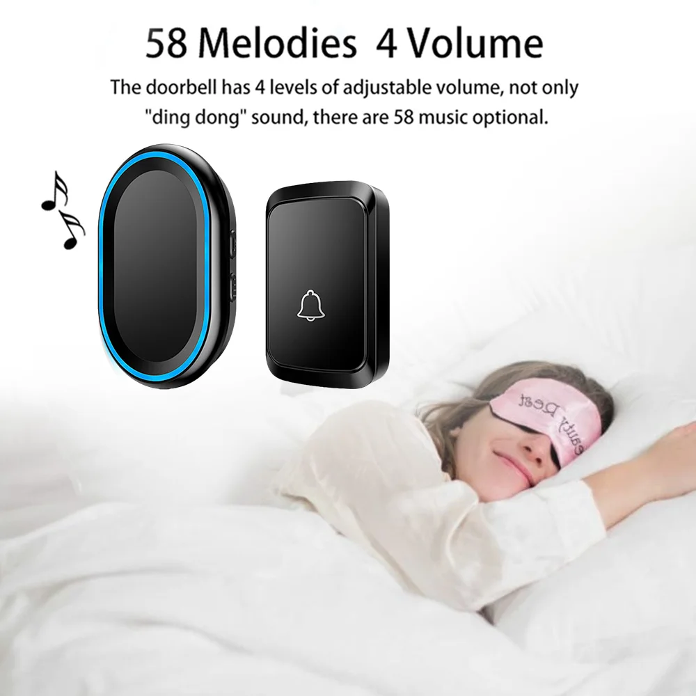 Home Security CACAZI 58 Chimes Waterproof Wireless Doorbell 300M Remote EU US UK Plug Smart LED Door Bell Battery 1 2 Button 
Home Security CACAZI 58 Chimes Waterproof Wireless Doorbell 300M Remote EU US UK Plug Smart LED Door Bell Battery 1 2 Button