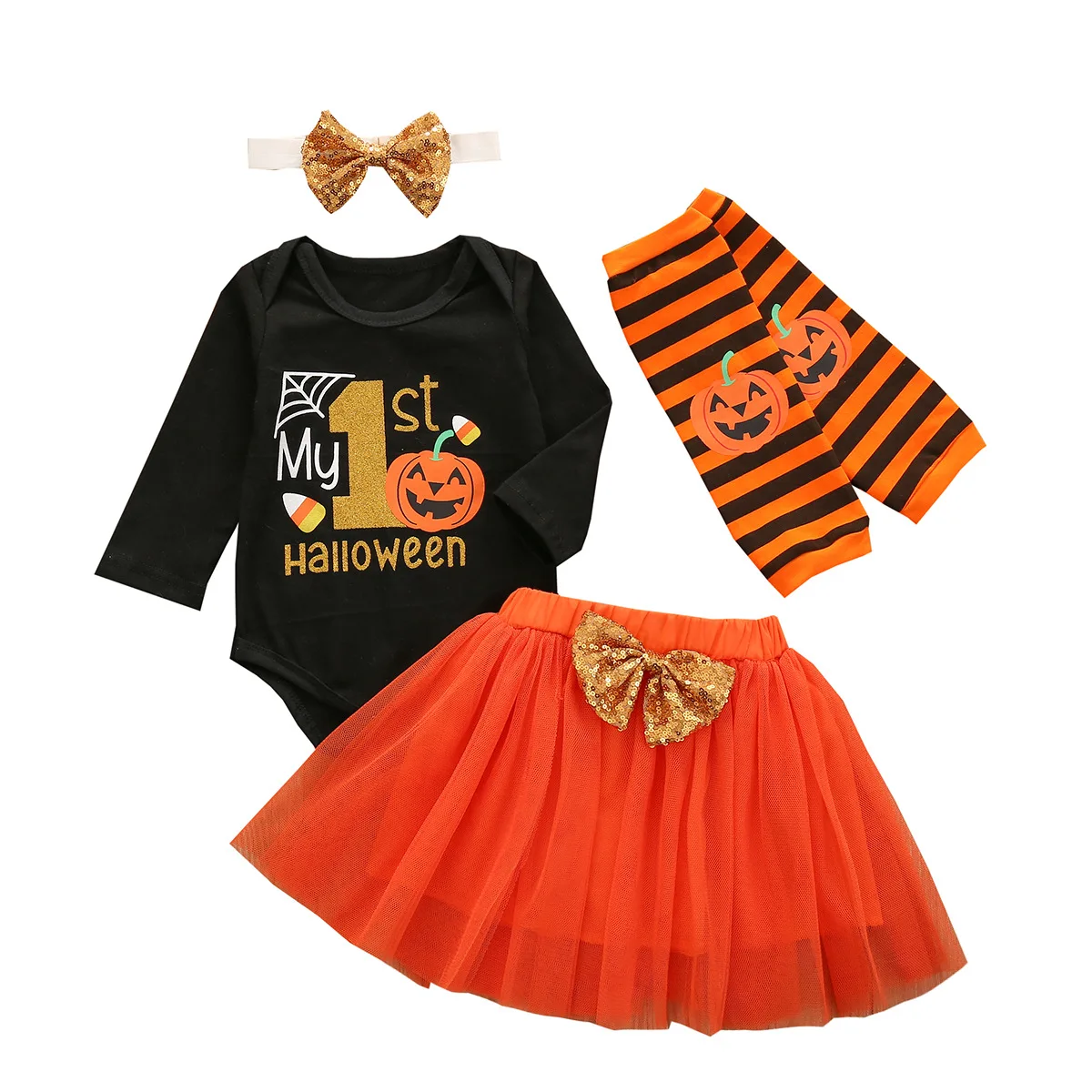 4pcs Little Girls Clothes Set Dress Toddler Infant Halloween Romper Long-sleeve O Neck Black Bodysuit Outfits Clothes
4pcs Little Girls Clothes Set Dress Toddler Infant Halloween Romper Long-sleeve O Neck Black Bodysuit Outfits Clothes