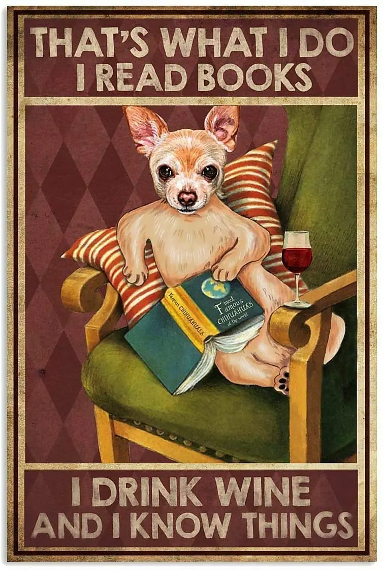 

Жестяная Табличка для собаки в стиле ретро для чтения, я пью вино, я знаю некоторые вещи, ванная комната, туалет, домашний бар, забавное украш...