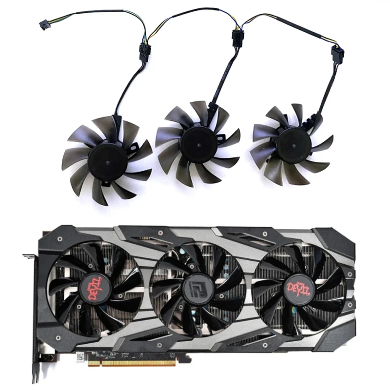 

NEW DIY 3PCS 75MM 4PIN FD7010H12S GPU FAN，For Powercolor RX 5700 XT Red Devil 8GB GDDR6 Cooling Fans Graphics card