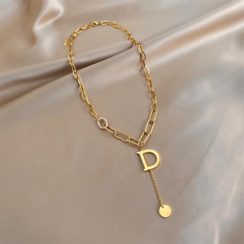 316L Stainless Steel Hip Hop Double Necklace Retro Thick Chain English Letter G Golden Banquet Necklace No Fade
316L Stainless Steel Hip Hop Double Necklace Retro Thick Chain English Letter G Golden Banquet Necklace No Fade