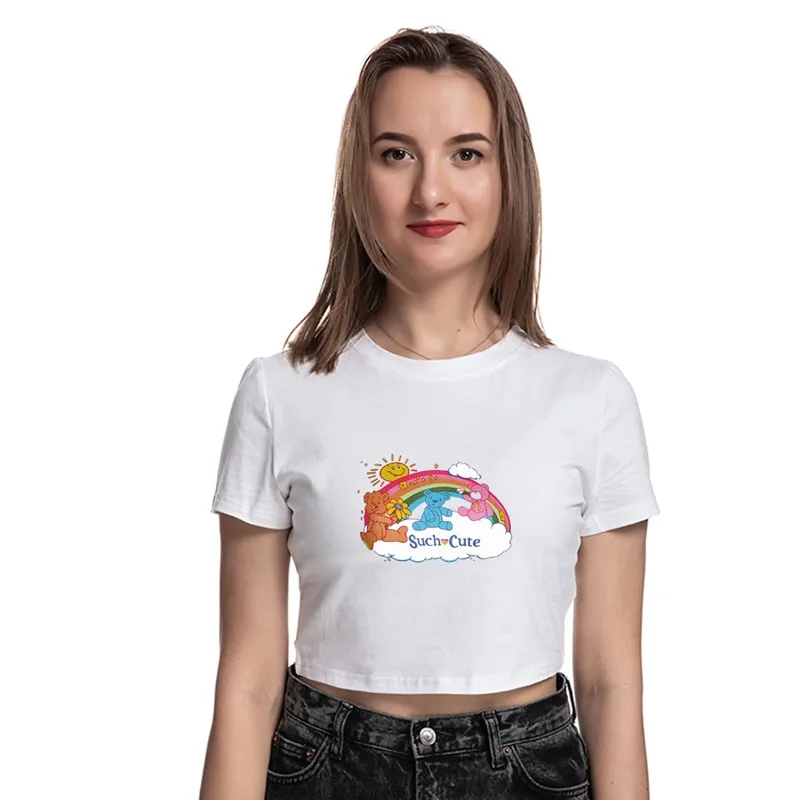 Summer Cute Cartoon Bear Crop Tops Women's White Tshirt 2021 Fashion Basic Short Sleeve Street Casual Tees Ladies Tshirt-W102178
Summer Cute Cartoon Bear Crop Tops Women's White Tshirt 2021 Fashion Basic Short Sleeve Street Casual Tees Ladies Tshirt-W102178