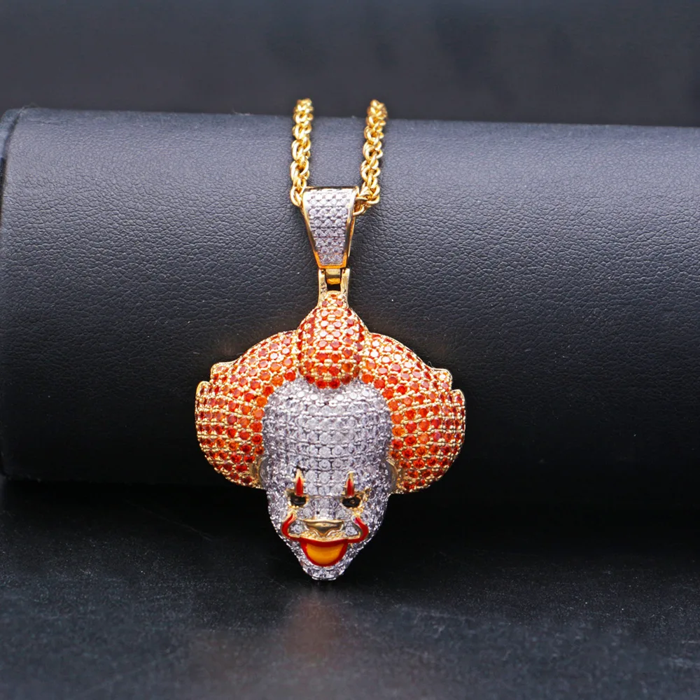 Rock Hip Hop Iced Out Cubic Zircon Rope Chain Circus Clown Inlaid Figure Pendant Necklace for Men Jewelry Funny Design Choker
Rock Hip Hop Iced Out Cubic Zircon Rope Chain Circus Clown Inlaid Figure Pendant Necklace for Men Jewelry Funny Design Choker