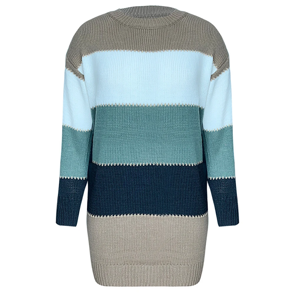 Women Striped Patchwork Knitted Dress Elegant Autumn Winter O-Neck Sweater Dresses Long Sleeve Slim-Fit Bodycon Dress Vestidos 
Women Striped Patchwork Knitted Dress Elegant Autumn Winter O-Neck Sweater Dresses Long Sleeve Slim-Fit Bodycon Dress Vestidos
