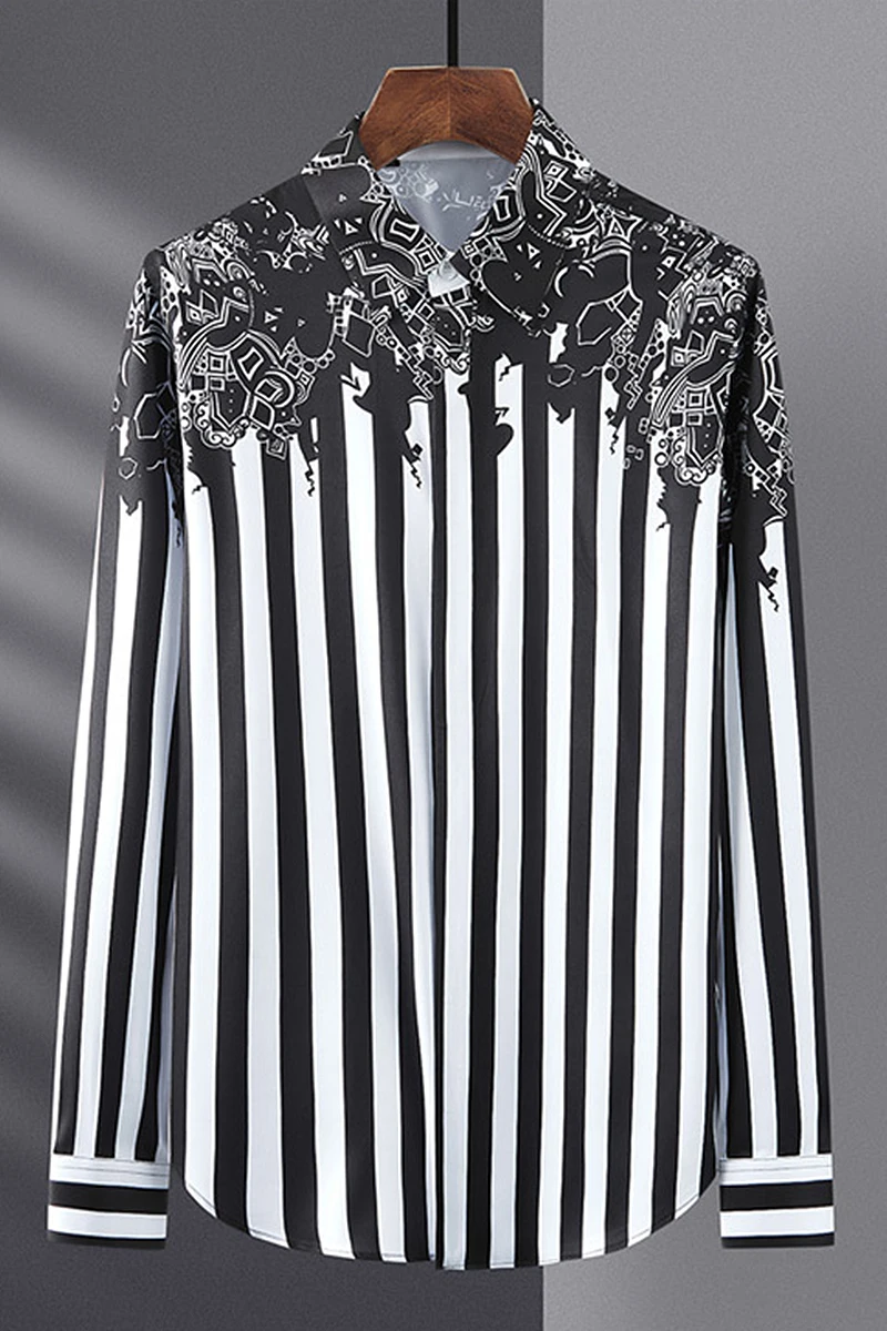 Luxury Retro Striped Print Slim Long-sleeved Shirt Men's Business Casual Shirt Social Party Formal Dress Shirts Men Clothing 4XL
Luxury Retro Striped Print Slim Long-sleeved Shirt Men's Business Casual Shirt Social Party Formal Dress Shirts Men Clothing 4XL