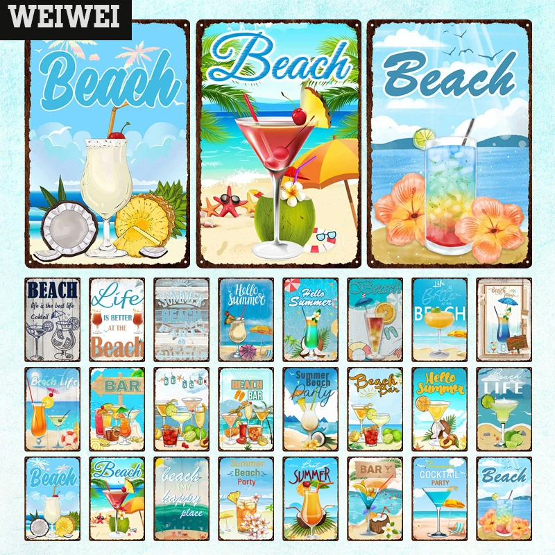 Summer Beach Decor Metal Sign Cocktail Vintage Tin Sign Decorative Plaque Wall Decor Bar Pub Seaside Beach Room Decoration
Summer Beach Decor Metal Sign Cocktail Vintage Tin Sign Decorative Plaque Wall Decor Bar Pub Seaside Beach Room Decoration