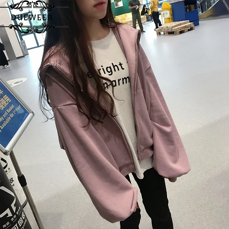 DUEWEER Hoodies Sweatshirts Womens Autumn Zipper Loose Solid Korean Style Fashion Simple All-match Chic Women Outwear
DUEWEER Hoodies Sweatshirts Womens Autumn Zipper Loose Solid Korean Style Fashion Simple All-match Chic Women Outwear