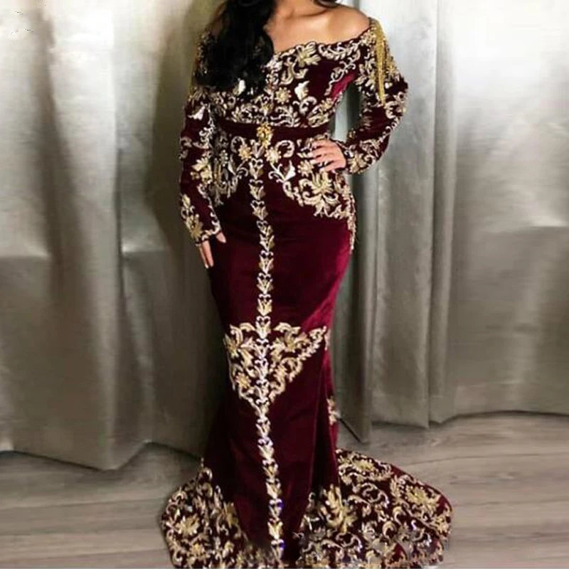 Burgundy Elegant Evening Gown Custom robe de soiree longue Mermaid Velvet Formal Dress with Sleeve Applique vestido de festa 
Burgundy Elegant Evening Gown Custom robe de soiree longue Mermaid Velvet Formal Dress with Sleeve Applique vestido de festa