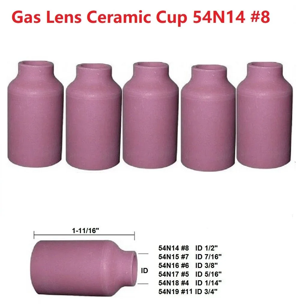 

5pcs Alumina Nozzle Gas Lens Ceramic Cup #8 54N14 1/2" TIG Welding Torch Accessories For SR DB PTA WP-17 18 26 Welder Torch