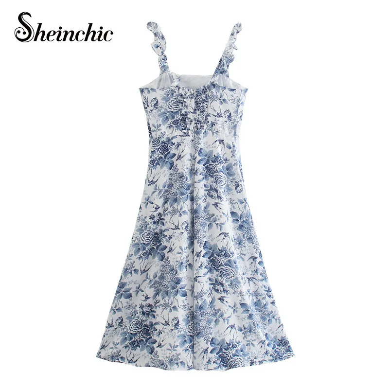 Chinese Vintage Flower Printed Midi Dresses for Women 2021 Summer Sexy Elegant Spaghetti Strap Floral Dress Female
Chinese Vintage Flower Printed Midi Dresses for Women 2021 Summer Sexy Elegant Spaghetti Strap Floral Dress Female