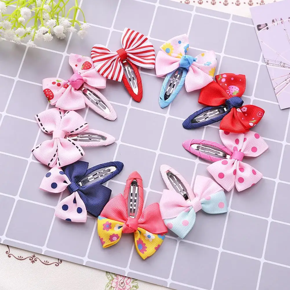 2pcs Flower Dot Stripe Hairpins Fashionable and Lovely Novelty and Beauty Practical Princess Hair Clip Children Cute Hair Clip