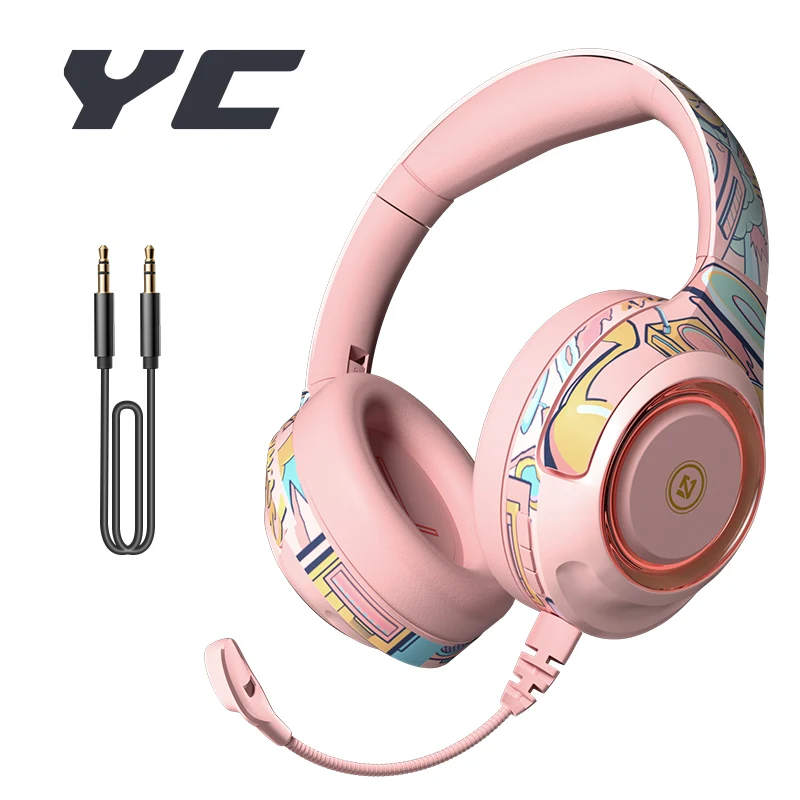 YC Wireless Bluetooth Headphone With Mic Stereo Earphone Wired Gaming Headset Gifts For Overear Laptop Tablet Phone PC Gamer | Электроника