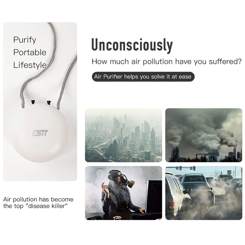 CSTT Fashionable Personal Wearable Mini Portable Rechargeable Hanging Neck Negative Ion Air Purifier
CSTT Fashionable Personal Wearable Mini Portable Rechargeable Hanging Neck Negative Ion Air Purifier