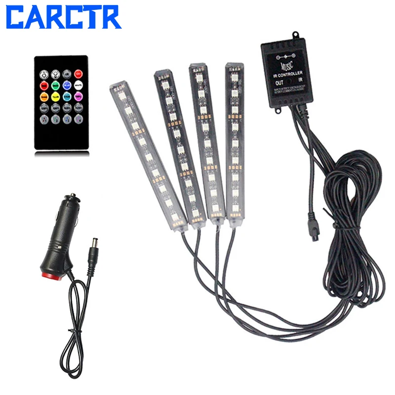 CARCTR 4Pcs 9 LED Lights Strip Colorful RGB Sound Control Car Decorative Lamps Auto Interior Led Lights Remote Car Light 12V
CARCTR 4Pcs 9 LED Lights Strip Colorful RGB Sound Control Car Decorative Lamps Auto Interior Led Lights Remote Car Light 12V