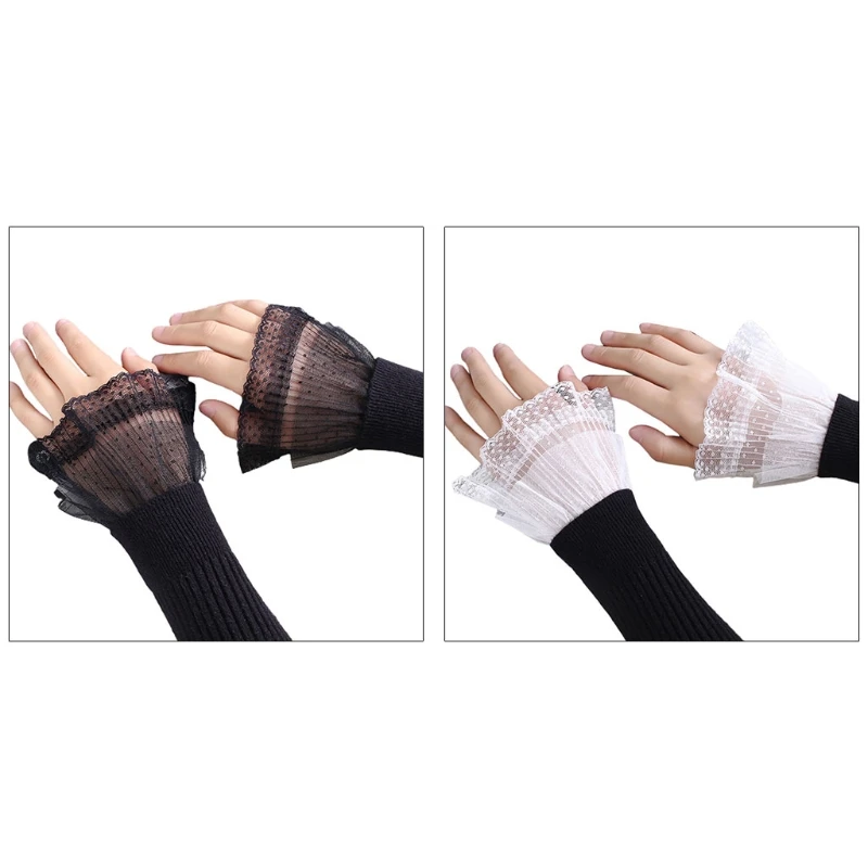 1 Pair Korean Women Girls Fake Flared Sleeves Double Layer Lace Pleated Ruched False Cuffs Wrist Warmers
1 Pair Korean Women Girls Fake Flared Sleeves Double Layer Lace Pleated Ruched False Cuffs Wrist Warmers